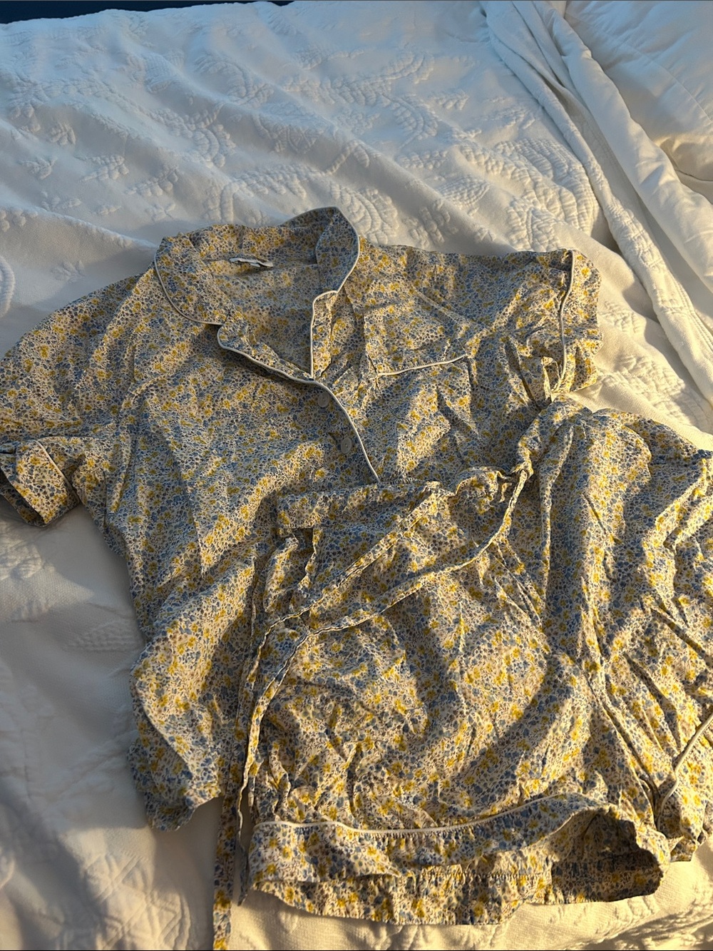 Liberty London Yellow Floral Short-Sleeve Pajama Set
